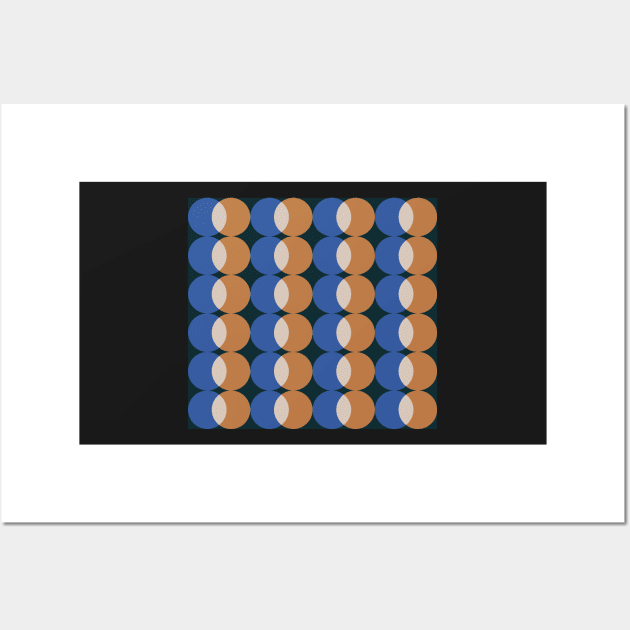 blue and orange retro geometrical pattern Wall Art by pauloneill-art